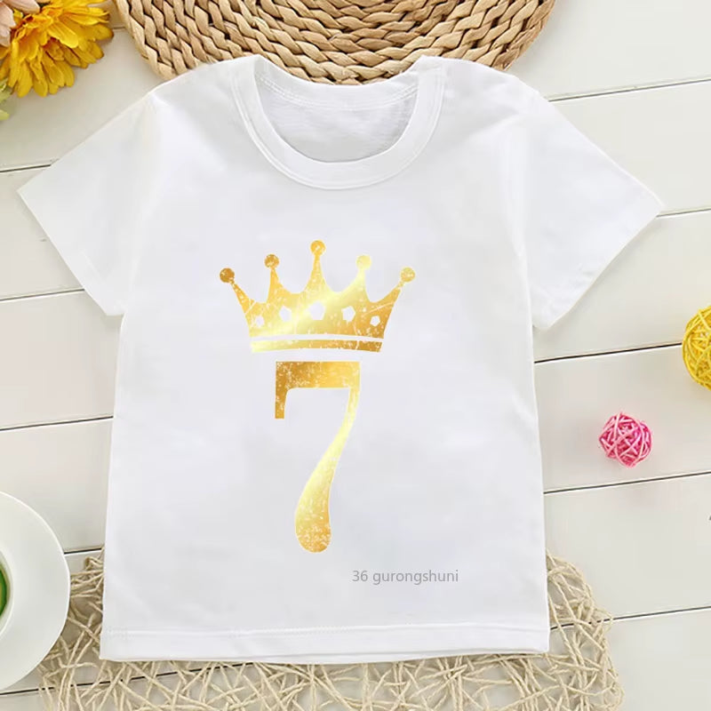 T-Shirt 1 Zu 7 Jahre Alt Geburtstag Party Kinder Kleidung Nette Kinder Geburtstag Sommer Tops T-Shirts Für Jungen/Mädchen T Shirts