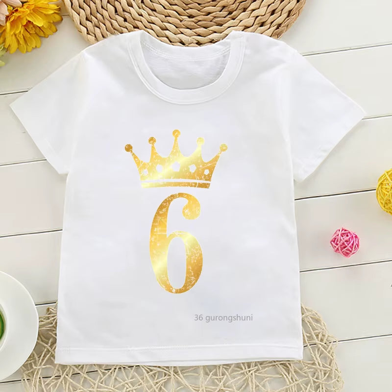 T-Shirt 1 Zu 7 Jahre Alt Geburtstag Party Kinder Kleidung Nette Kinder Geburtstag Sommer Tops T-Shirts Für Jungen/Mädchen T Shirts