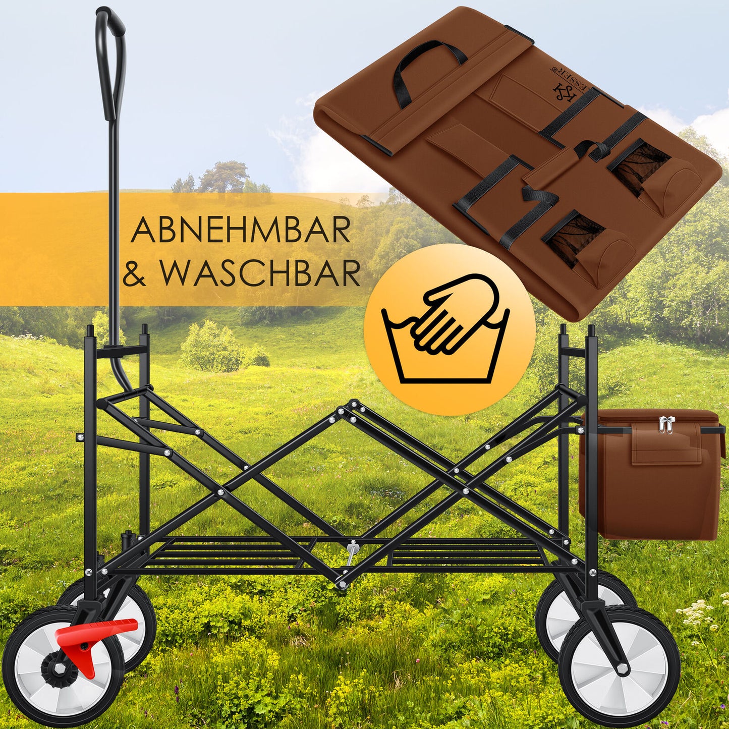 KESSER® Bollerwagen Faltbar Dach Handwagen Klappbar Transportkarre Gerätewagen