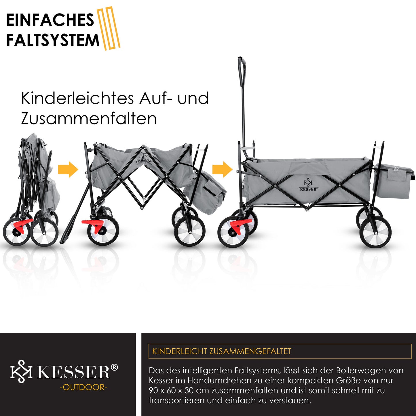 KESSER® Bollerwagen Faltbar Dach Handwagen Klappbar Transportkarre Gerätewagen