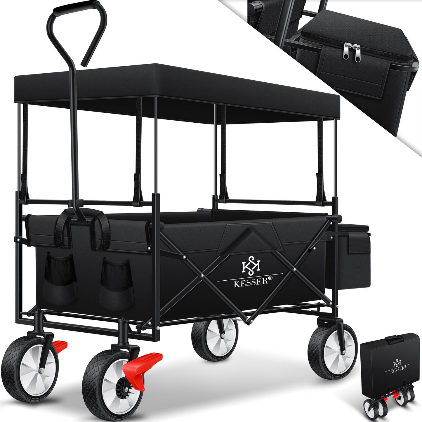 KESSER® Bollerwagen Faltbar Dach Handwagen Klappbar Transportkarre Gerätewagen
