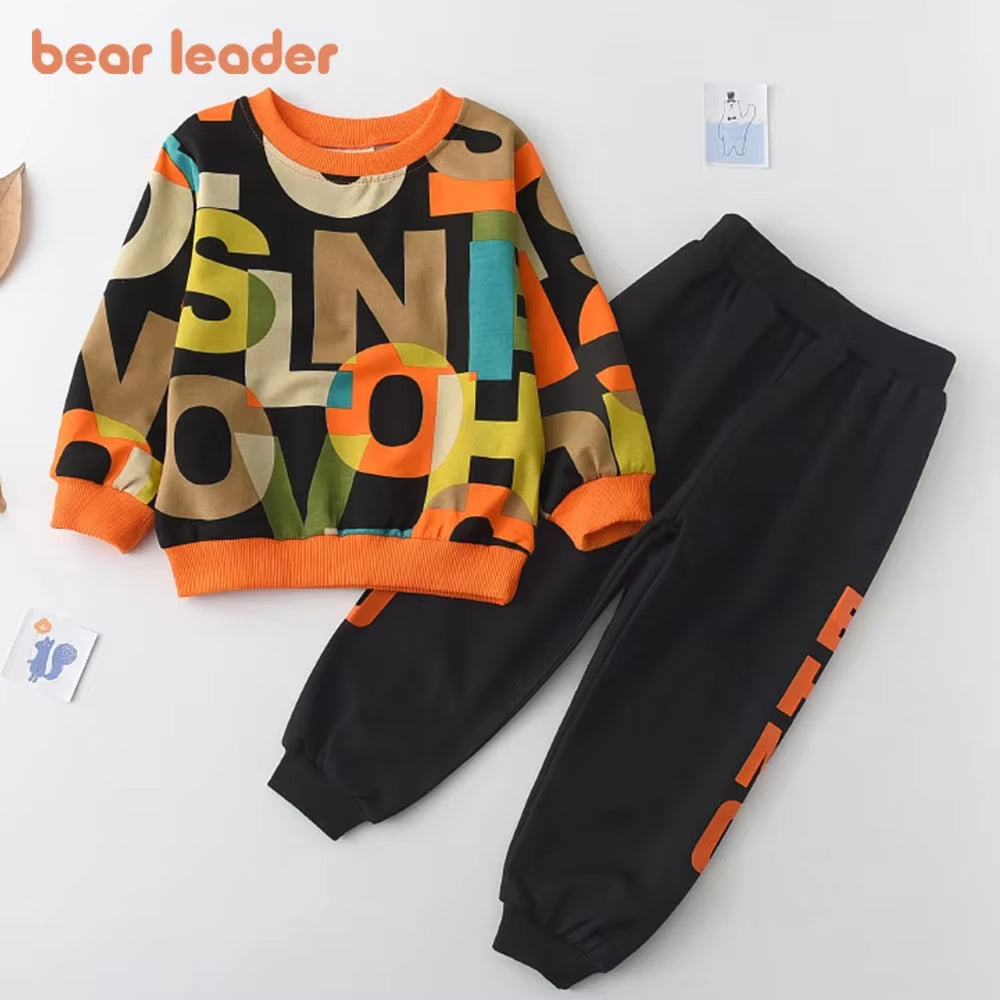 Bären Führer Jungen Kleidung Kinder Bekleidung Sets 2023 Herbst Langarm Aktive Anzüge Brief Druck Baby Kleidung 2 Stücke Jungen Set