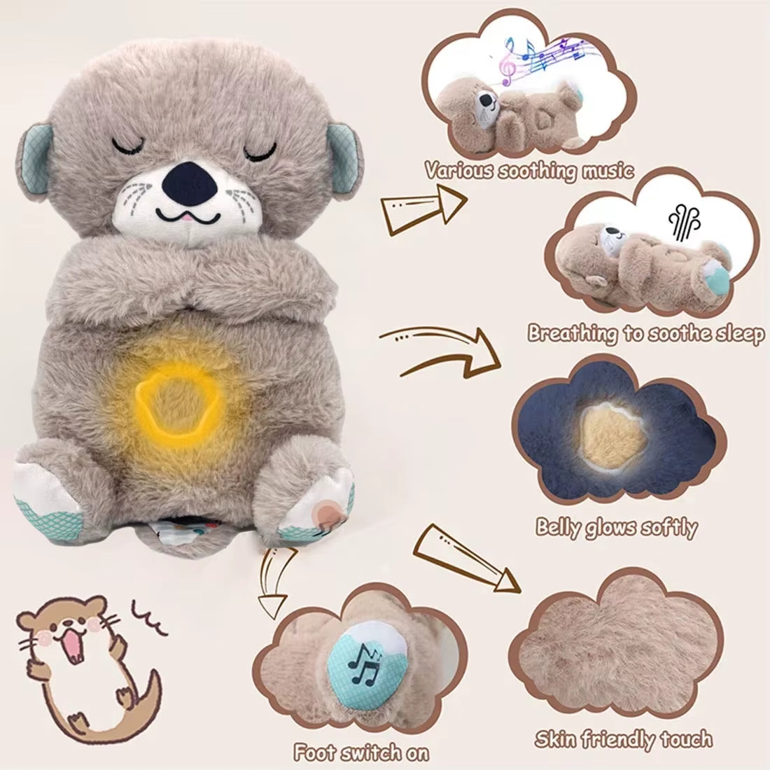 Cuddle Buddy Bear: The Soothing Otter Stuffed Animal That Plays Lullabies and Lights Up — Because Your Baby Deserves a Nightlight and a Personal DJ!