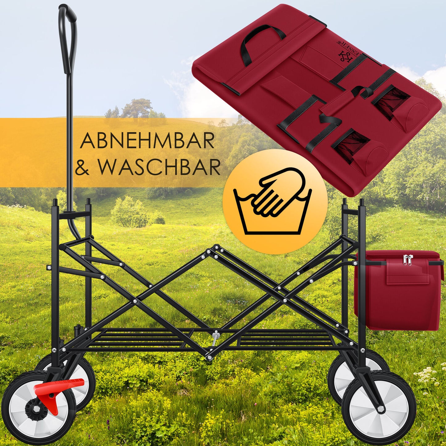 KESSER® Bollerwagen Faltbar Dach Handwagen Klappbar Transportkarre Gerätewagen