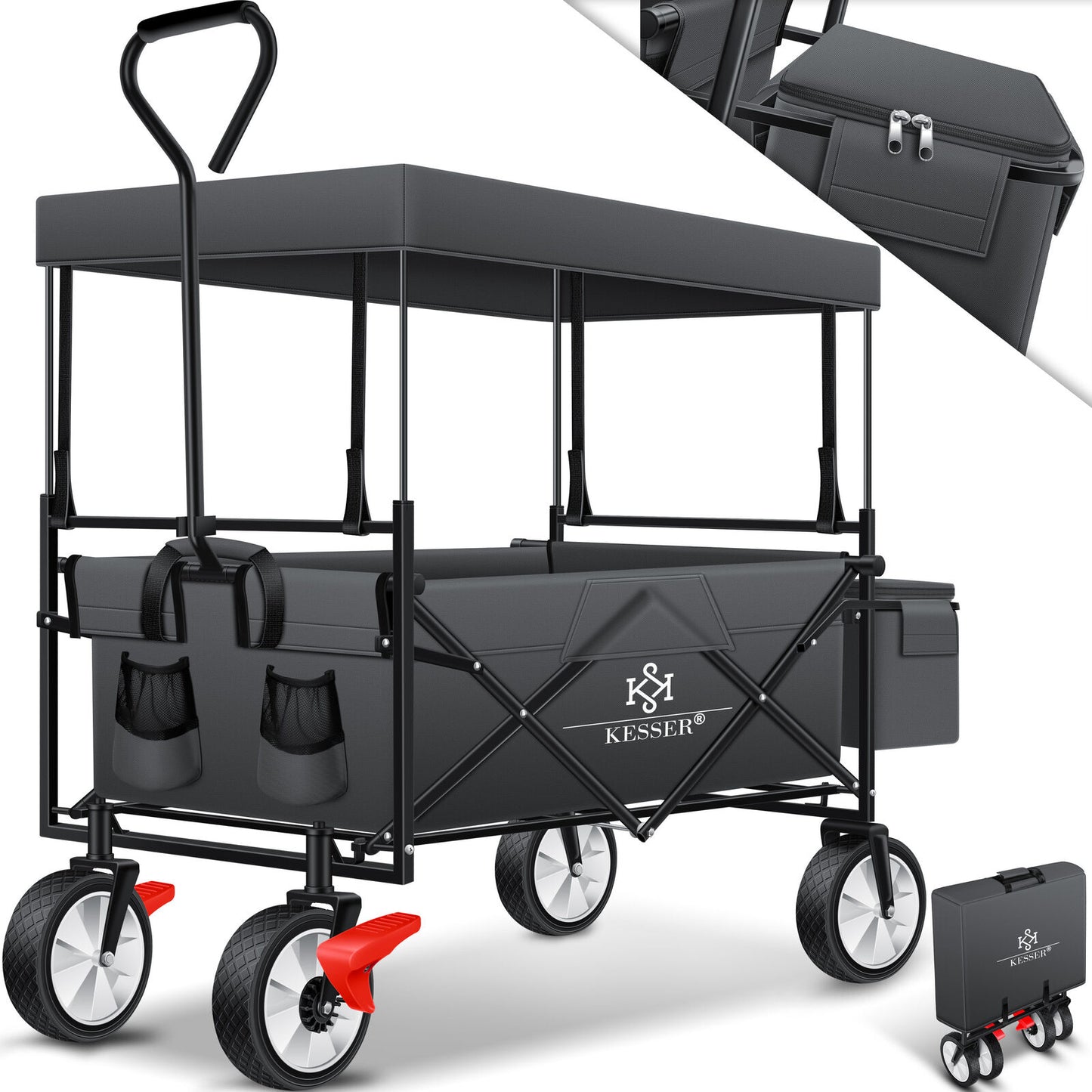 KESSER® Bollerwagen Faltbar Dach Handwagen Klappbar Transportkarre Gerätewagen