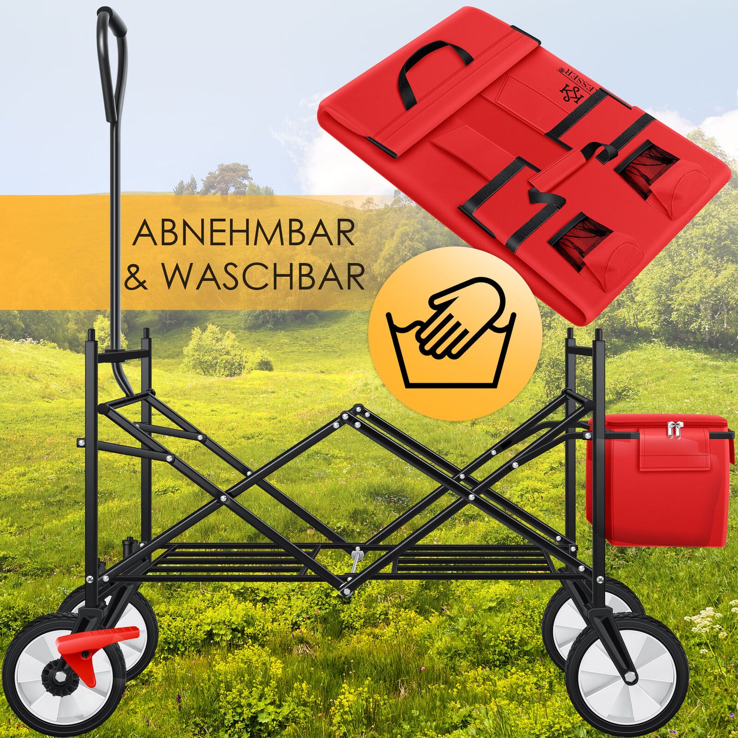 KESSER® Bollerwagen Faltbar Dach Handwagen Klappbar Transportkarre Gerätewagen