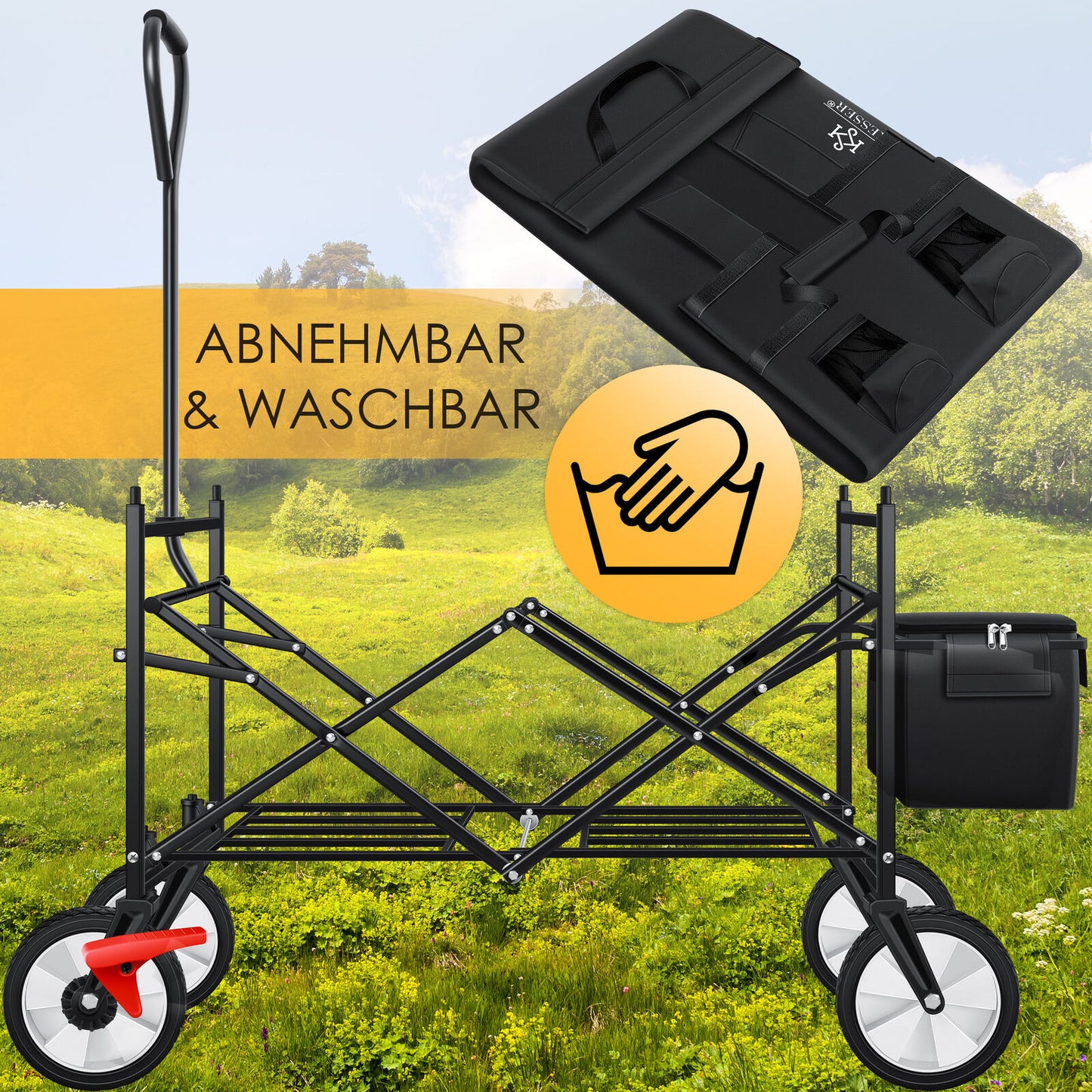 KESSER® Bollerwagen Faltbar Dach Handwagen Klappbar Transportkarre Gerätewagen