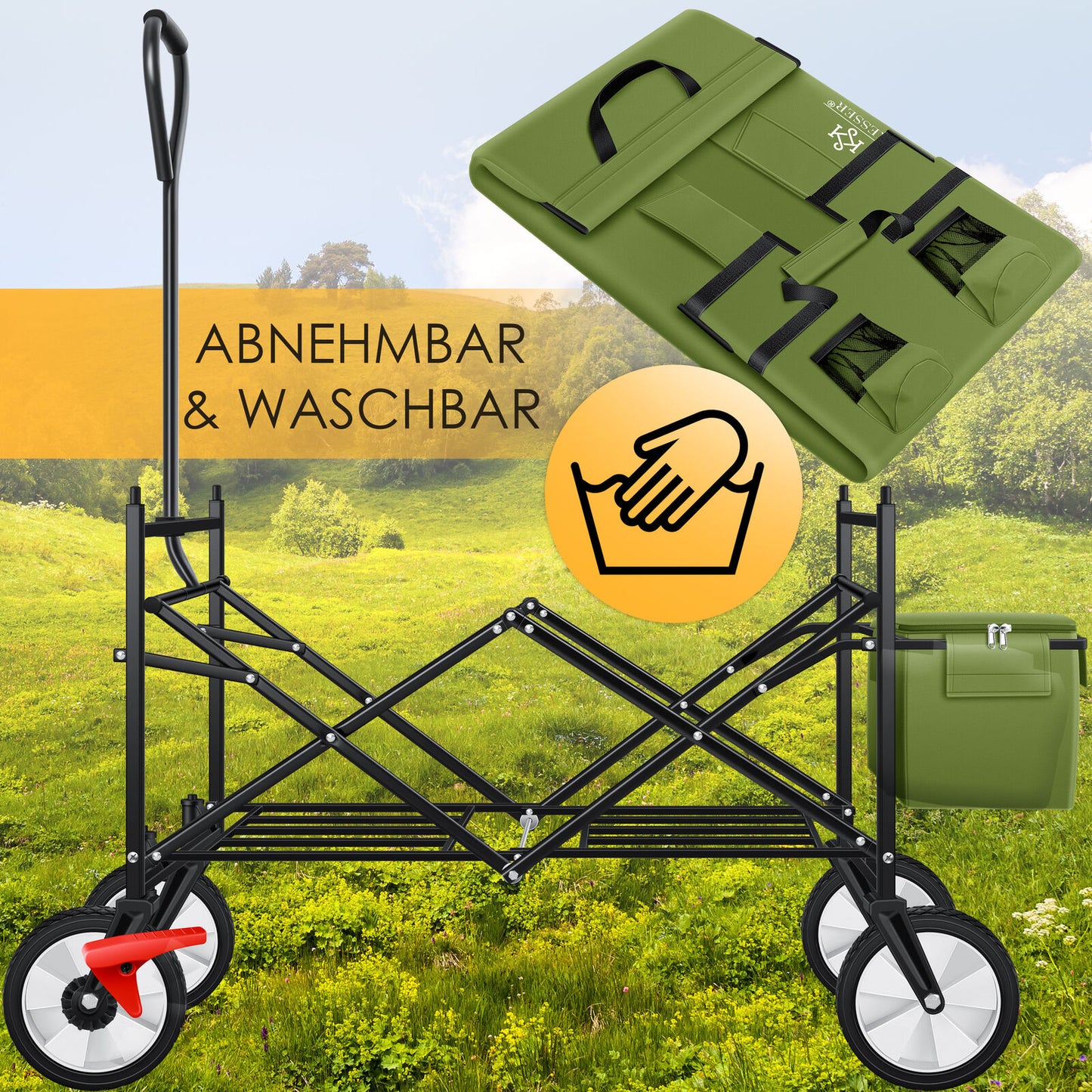 KESSER® Bollerwagen Faltbar Dach Handwagen Klappbar Transportkarre Gerätewagen
