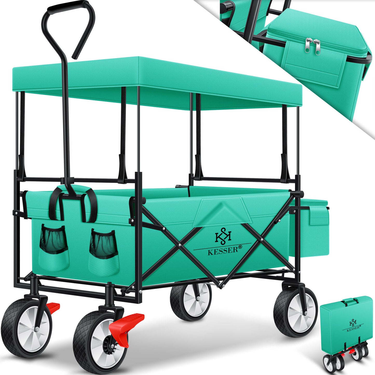 KESSER® Bollerwagen Faltbar Dach Handwagen Klappbar Transportkarre Gerätewagen
