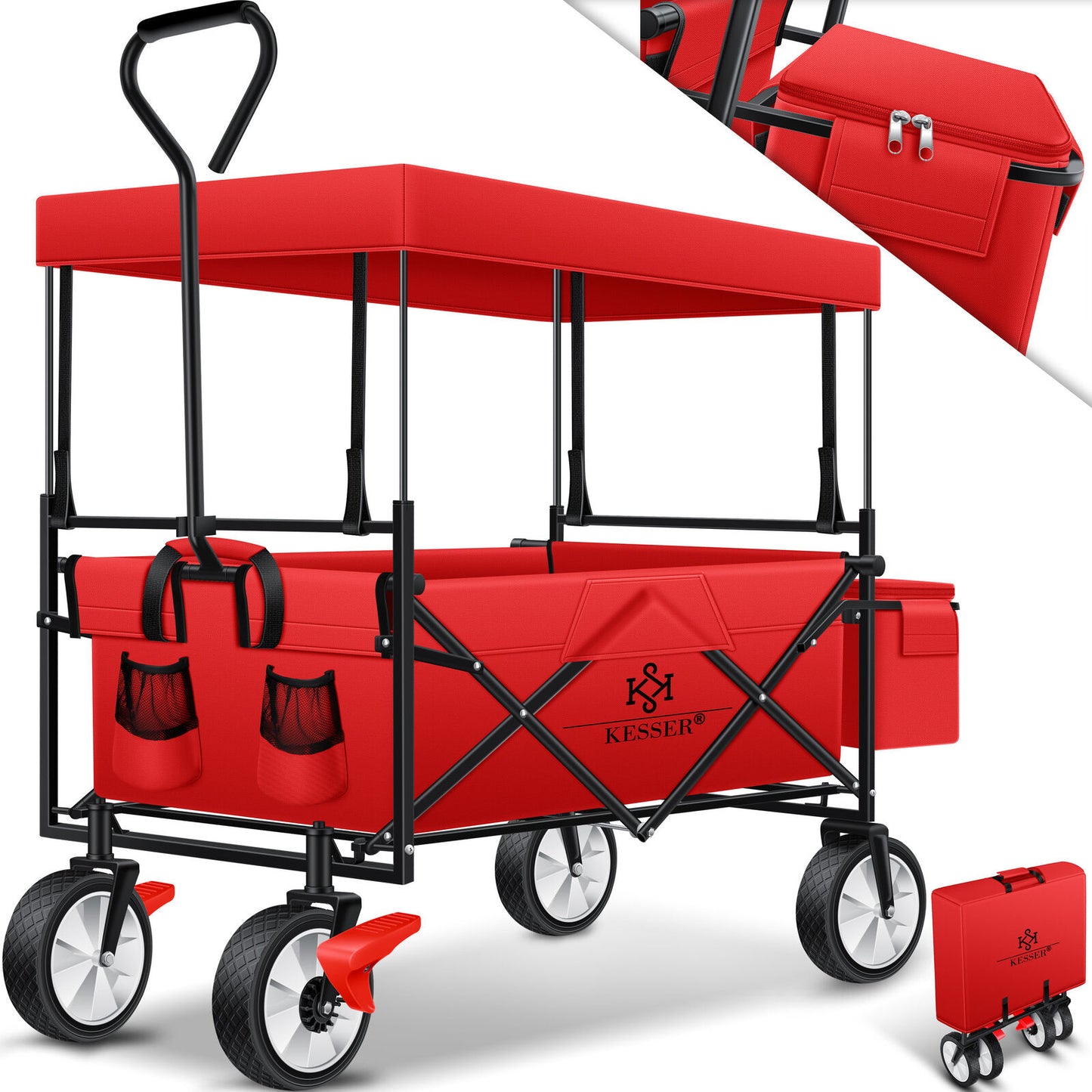 KESSER® Bollerwagen Faltbar Dach Handwagen Klappbar Transportkarre Gerätewagen