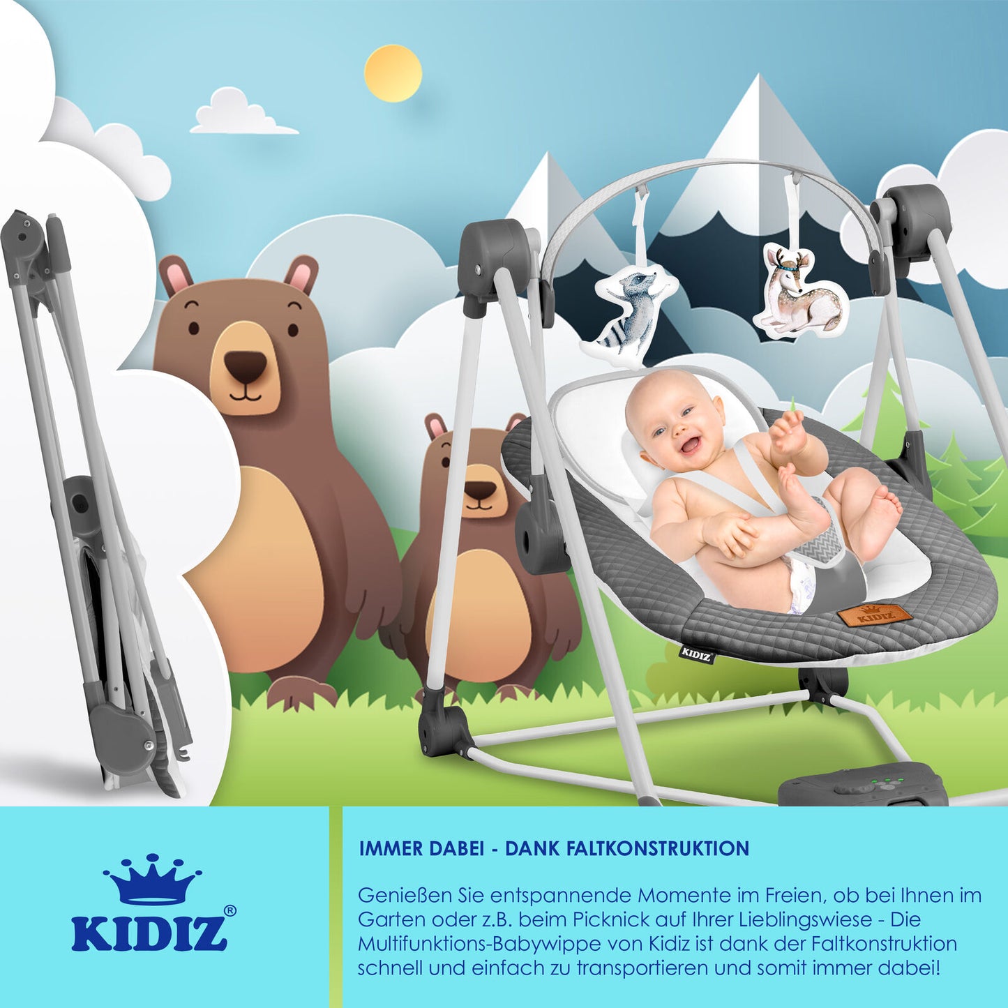 KIDIZ® Babywippe Schaukelwippe Babyschaukel Spielbogen Babywiege Liege Wippe