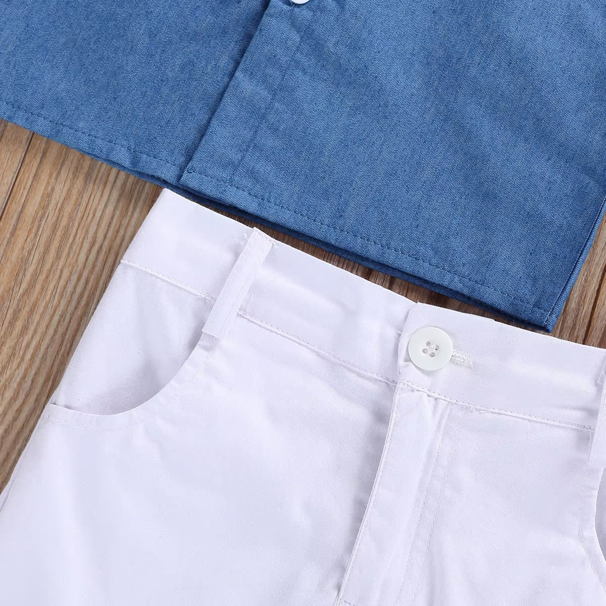 1–6 Jahre 2-Teiliges Kinderanzug-Set, Einfarbiges Stehkragen-Kurzarmhemd Und Shorts Für Jungen, Blau Weiß