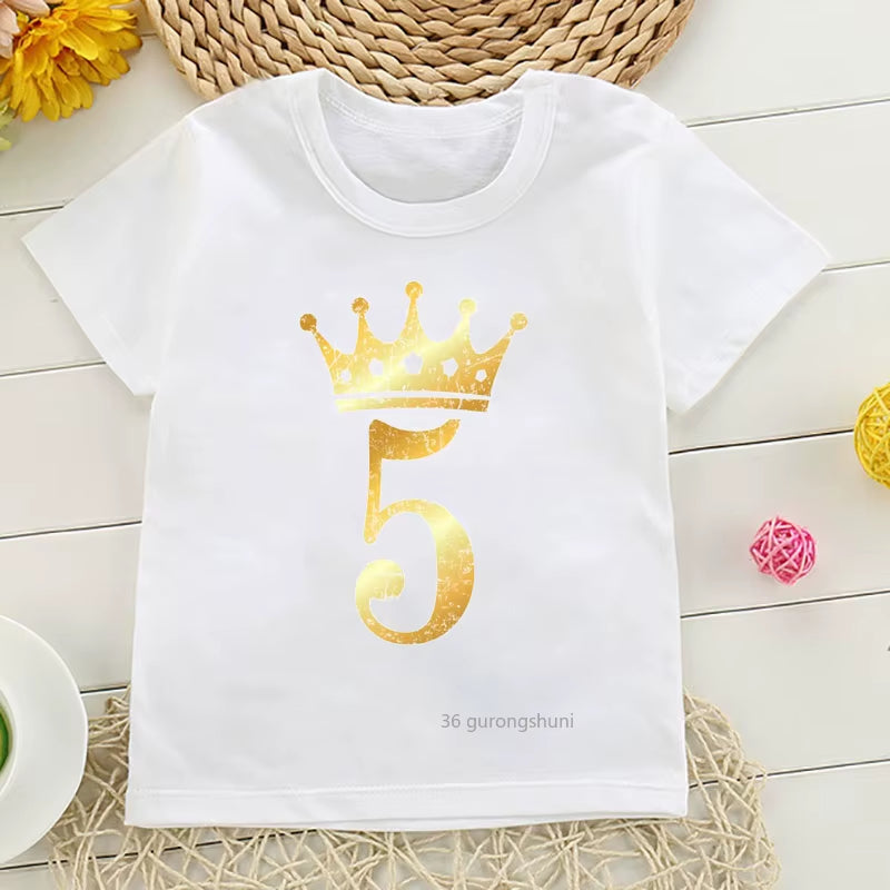 T-Shirt 1 Zu 7 Jahre Alt Geburtstag Party Kinder Kleidung Nette Kinder Geburtstag Sommer Tops T-Shirts Für Jungen/Mädchen T Shirts