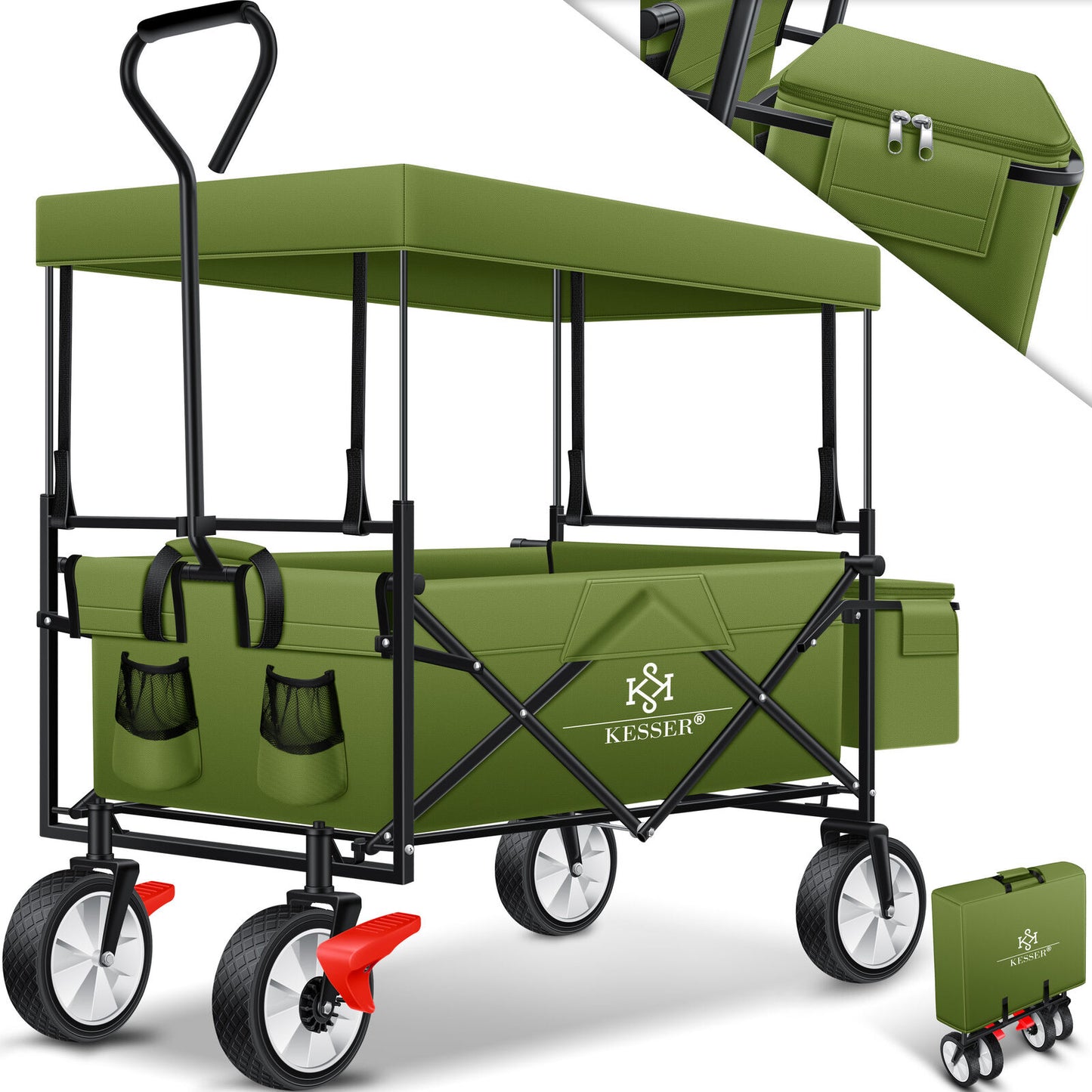 KESSER® Bollerwagen Faltbar Dach Handwagen Klappbar Transportkarre Gerätewagen