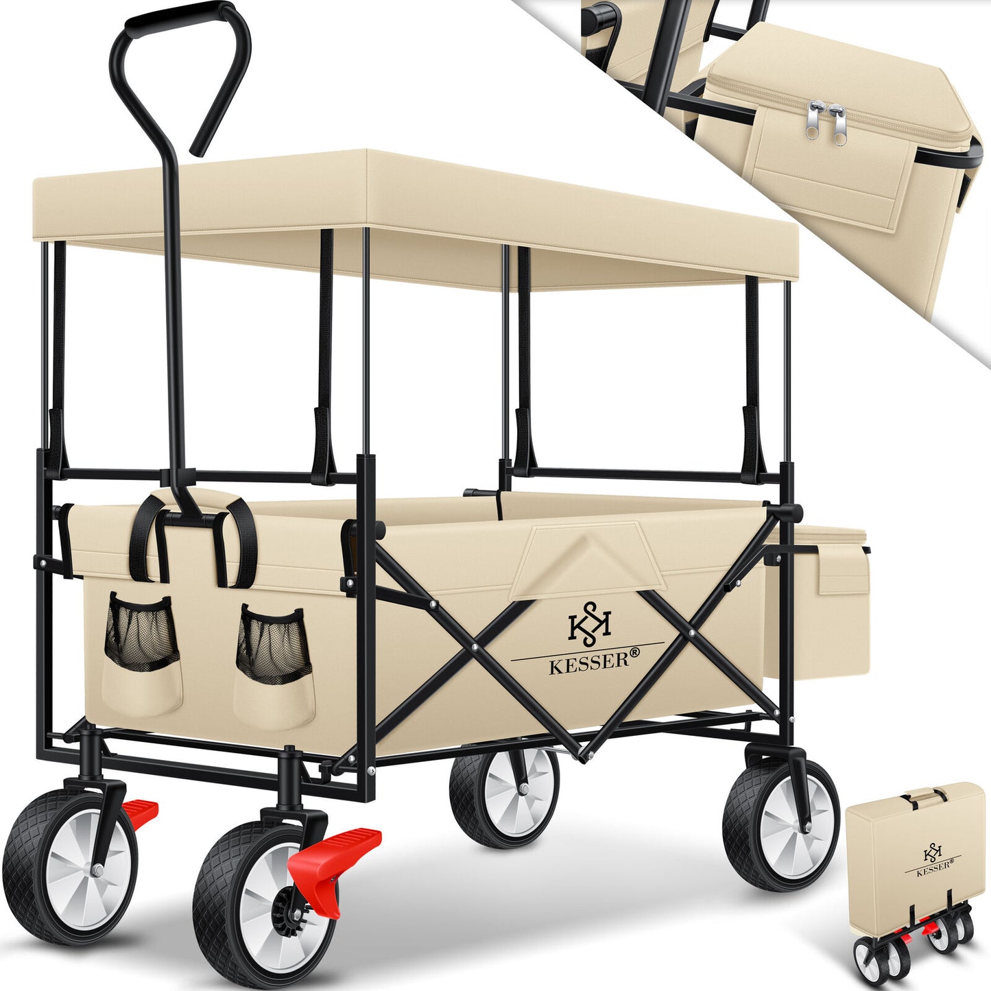 KESSER® Bollerwagen Faltbar Dach Handwagen Klappbar Transportkarre Gerätewagen