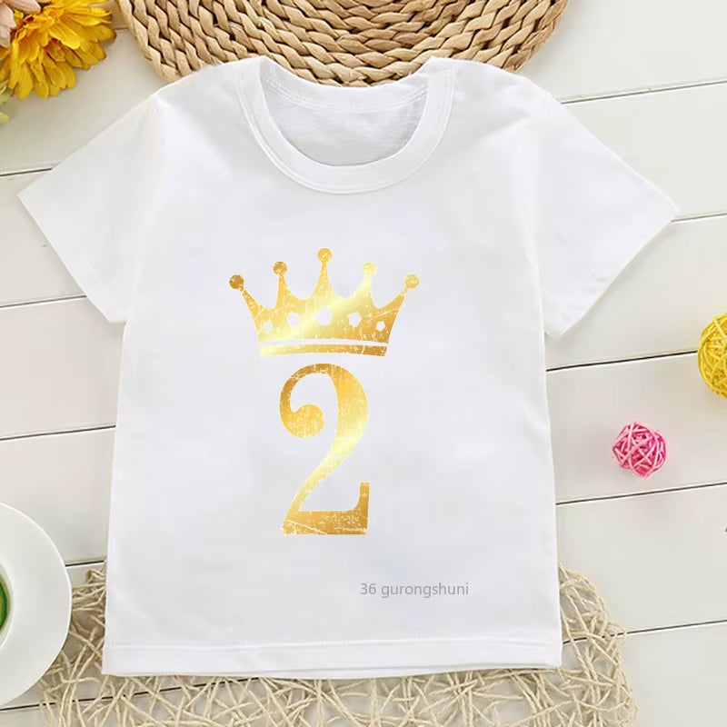 T-Shirt 1 Zu 7 Jahre Alt Geburtstag Party Kinder Kleidung Nette Kinder Geburtstag Sommer Tops T-Shirts Für Jungen/Mädchen T Shirts