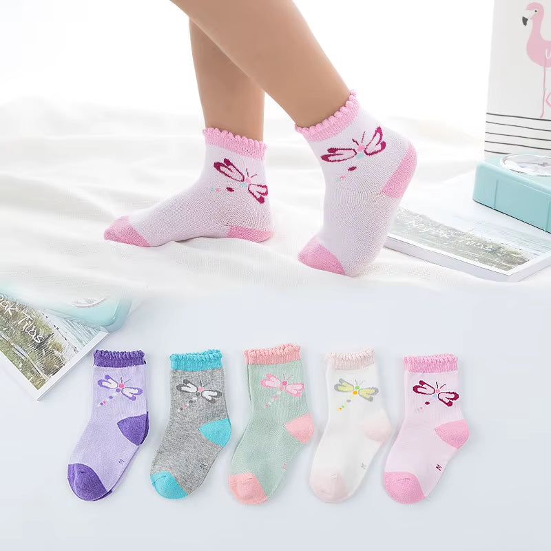 5-Pair Sock Extravaganza: Tiny Tots' Funky Footwear Fiesta with Silly Cars, Goofy Bananas, Monkey Mischief, and Dragonfly Dancing for the 1-3 Year Olds!