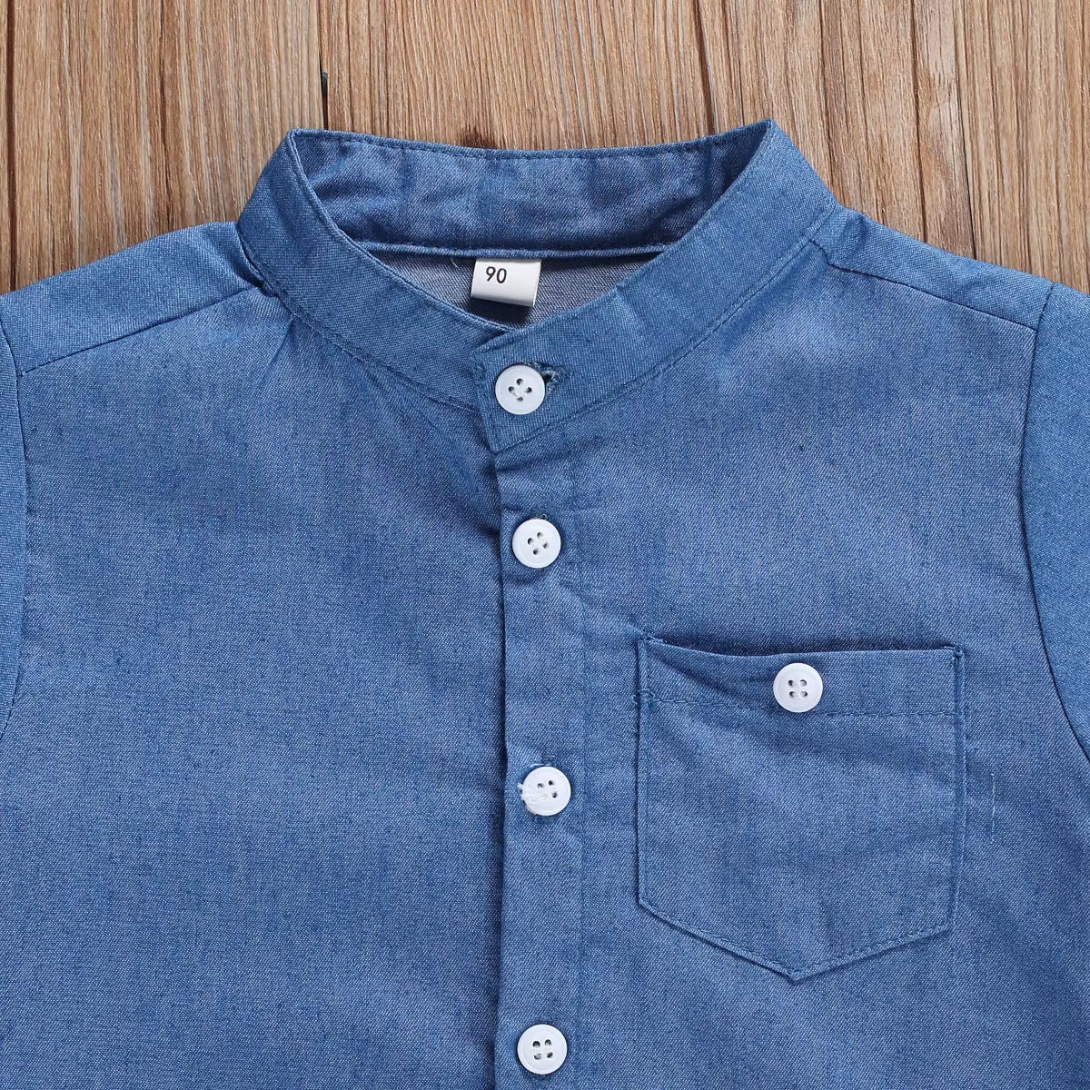 1–6 Jahre 2-Teiliges Kinderanzug-Set, Einfarbiges Stehkragen-Kurzarmhemd Und Shorts Für Jungen, Blau Weiß