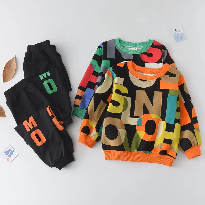 Bären Führer Jungen Kleidung Kinder Bekleidung Sets 2023 Herbst Langarm Aktive Anzüge Brief Druck Baby Kleidung 2 Stücke Jungen Set