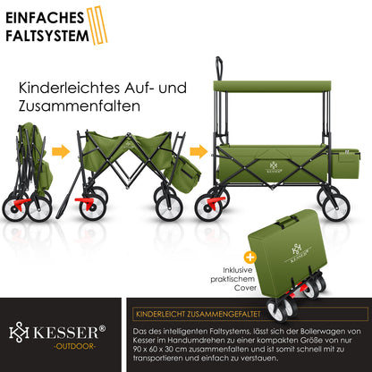 KESSER® Bollerwagen Faltbar Dach Handwagen Klappbar Transportkarre Gerätewagen