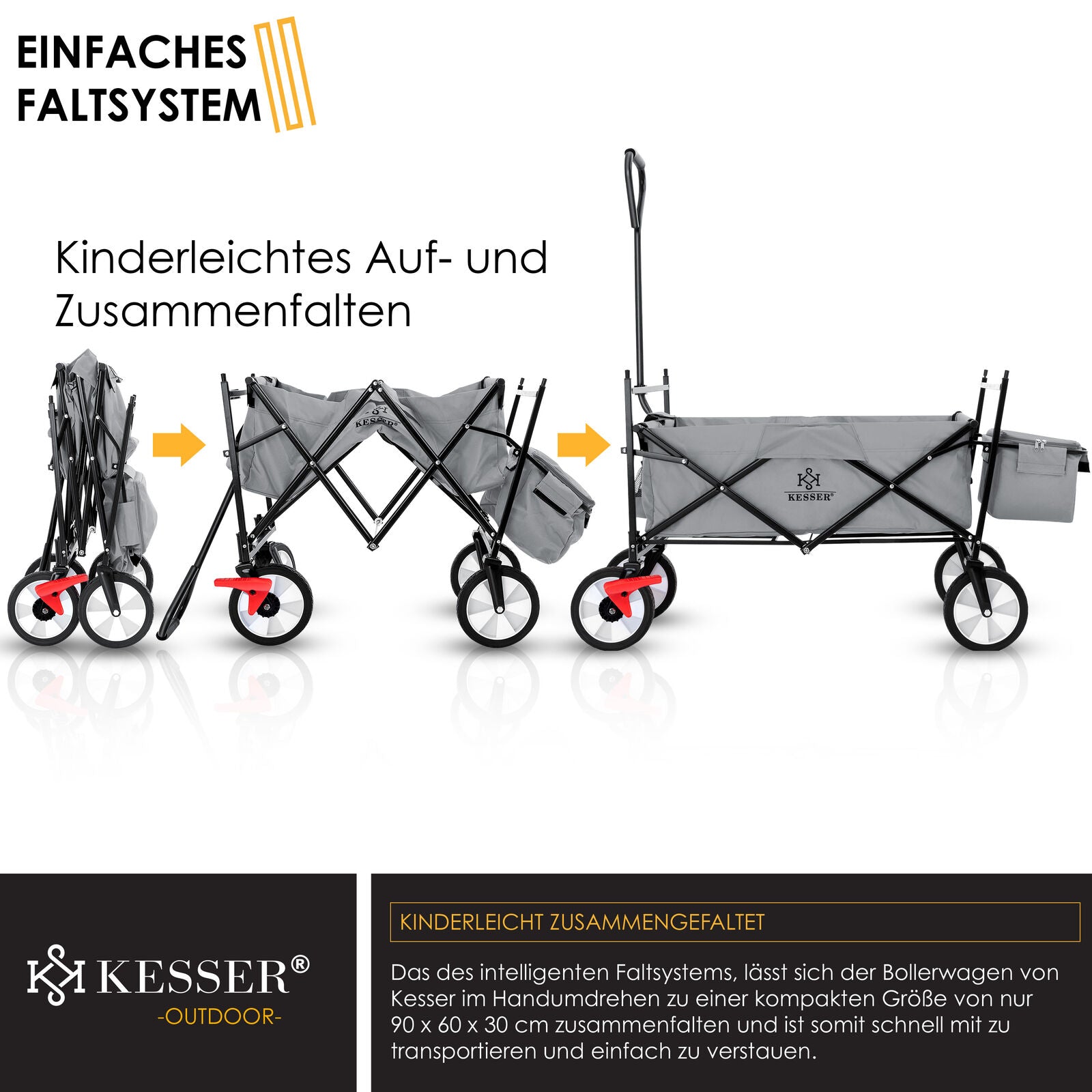 KESSER® Bollerwagen Faltbar Dach Handwagen Klappbar Transportkarre Gerätewagen