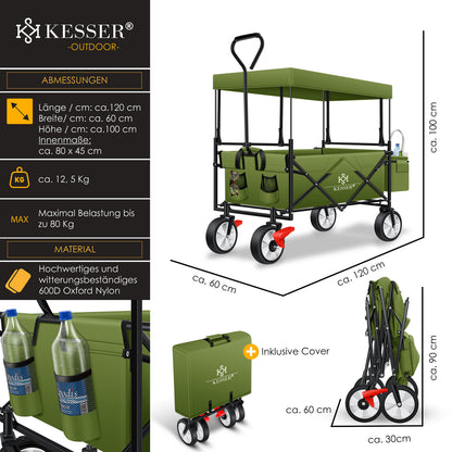 KESSER® Bollerwagen Faltbar Dach Handwagen Klappbar Transportkarre Gerätewagen