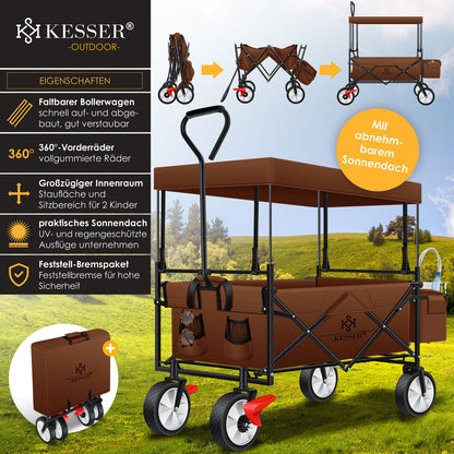 KESSER® Bollerwagen Faltbar Dach Handwagen Klappbar Transportkarre Gerätewagen