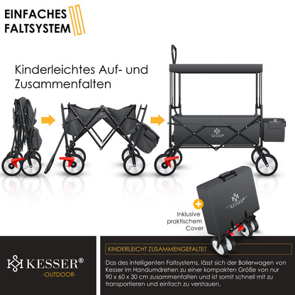 KESSER® Bollerwagen Faltbar Dach Handwagen Klappbar Transportkarre Gerätewagen