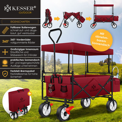 KESSER® Bollerwagen Faltbar Dach Handwagen Klappbar Transportkarre Gerätewagen