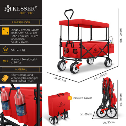 KESSER® Bollerwagen Faltbar Dach Handwagen Klappbar Transportkarre Gerätewagen