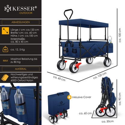 KESSER® Bollerwagen Faltbar Dach Handwagen Klappbar Transportkarre Gerätewagen