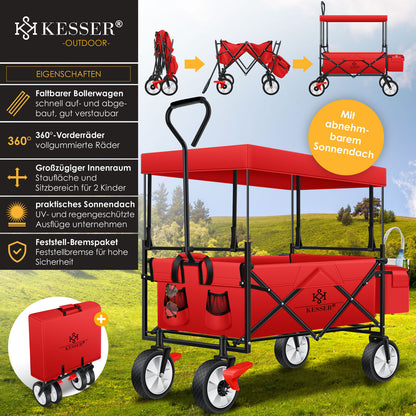 KESSER® Bollerwagen Faltbar Dach Handwagen Klappbar Transportkarre Gerätewagen