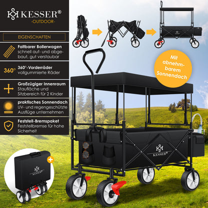 KESSER® Bollerwagen Faltbar Dach Handwagen Klappbar Transportkarre Gerätewagen