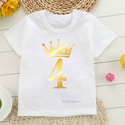 T-Shirt 1 Zu 7 Jahre Alt Geburtstag Party Kinder Kleidung Nette Kinder Geburtstag Sommer Tops T-Shirts Für Jungen/Mädchen T Shirts