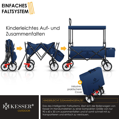 KESSER® Bollerwagen Faltbar Dach Handwagen Klappbar Transportkarre Gerätewagen