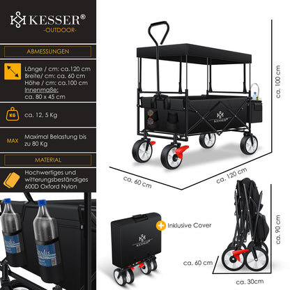 KESSER® Bollerwagen Faltbar Dach Handwagen Klappbar Transportkarre Gerätewagen