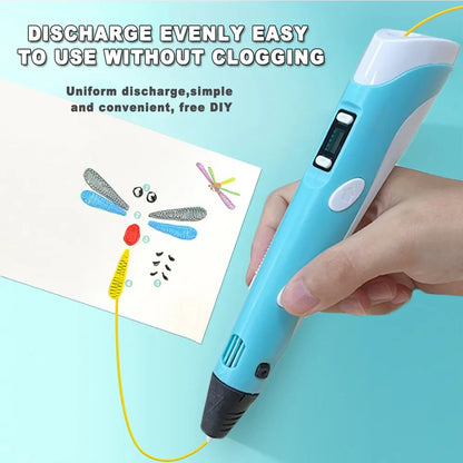 USB 3D Printing Pen DIY Drawing 9M PLA Filament Three-Dimensional Graffiti Toys Art Tools for Kids Birthday Christmas Day Gift