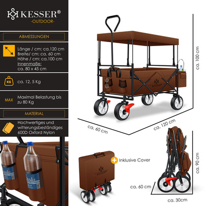 KESSER® Bollerwagen Faltbar Dach Handwagen Klappbar Transportkarre Gerätewagen