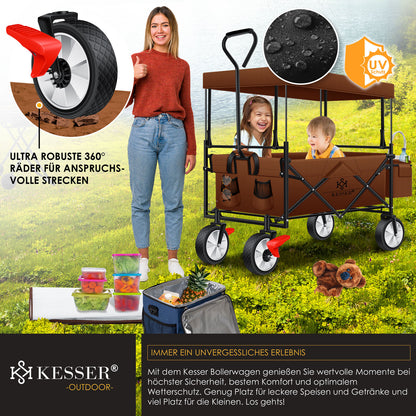 KESSER® Bollerwagen Faltbar Dach Handwagen Klappbar Transportkarre Gerätewagen