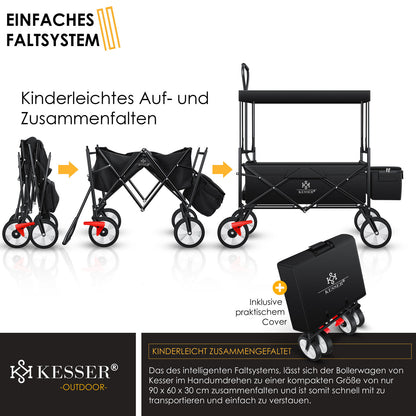 KESSER® Bollerwagen Faltbar Dach Handwagen Klappbar Transportkarre Gerätewagen