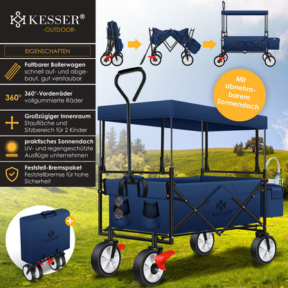 KESSER® Bollerwagen Faltbar Dach Handwagen Klappbar Transportkarre Gerätewagen